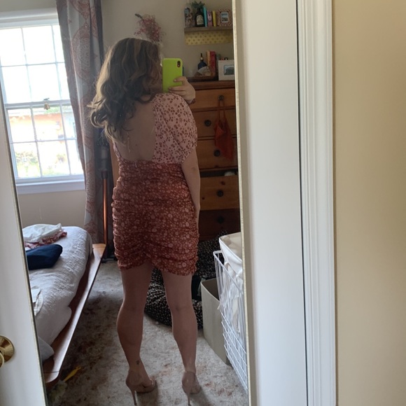 Free People Floral Rouched Open Back Mini Dress - Picture 2 of 3